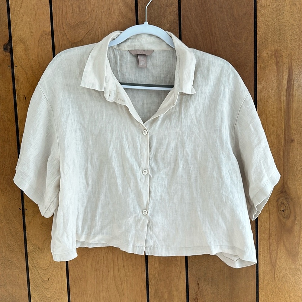 H&M Linen Short Sleeve Button Down (M)
